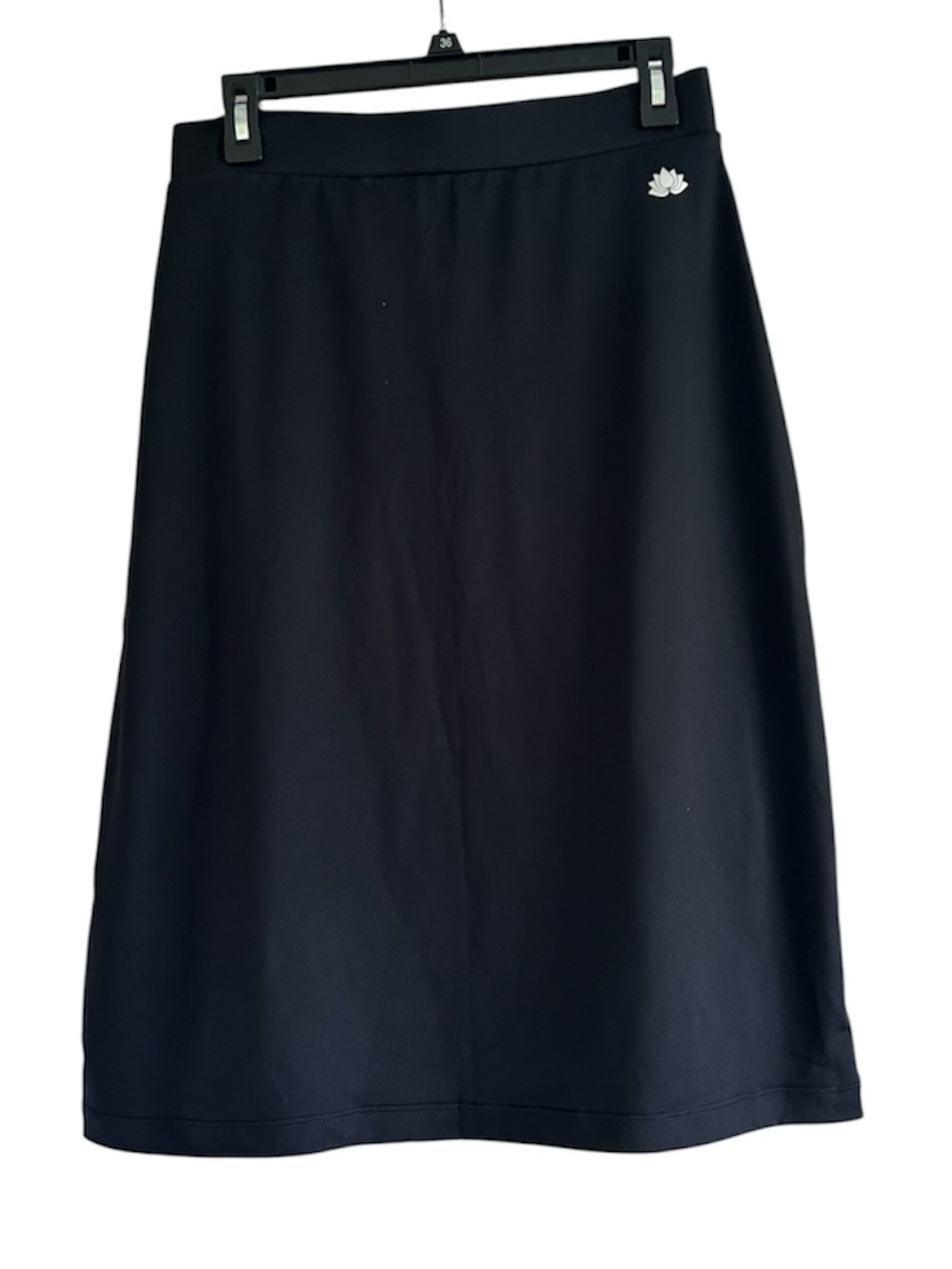 Lotus-Emblem Black A-Line Skirt